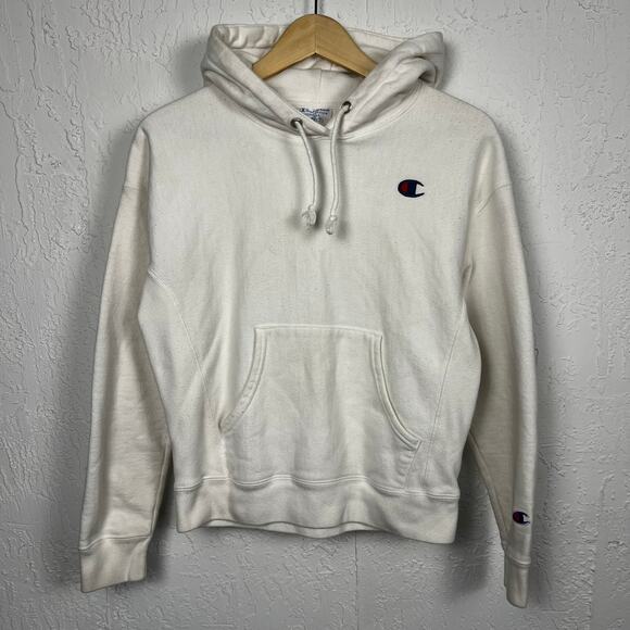 Champion Reverse Weave Hoodie Sweatshirt White Small Sportswear Streetwear - Picture 1 of 5